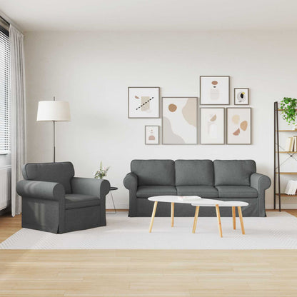 Sofa Set 2 stk. Dunkelgrau Stoff
