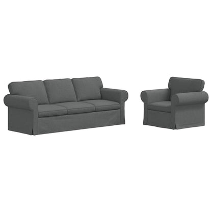 Sofa Set 2 stk. Dunkelgrau Stoff