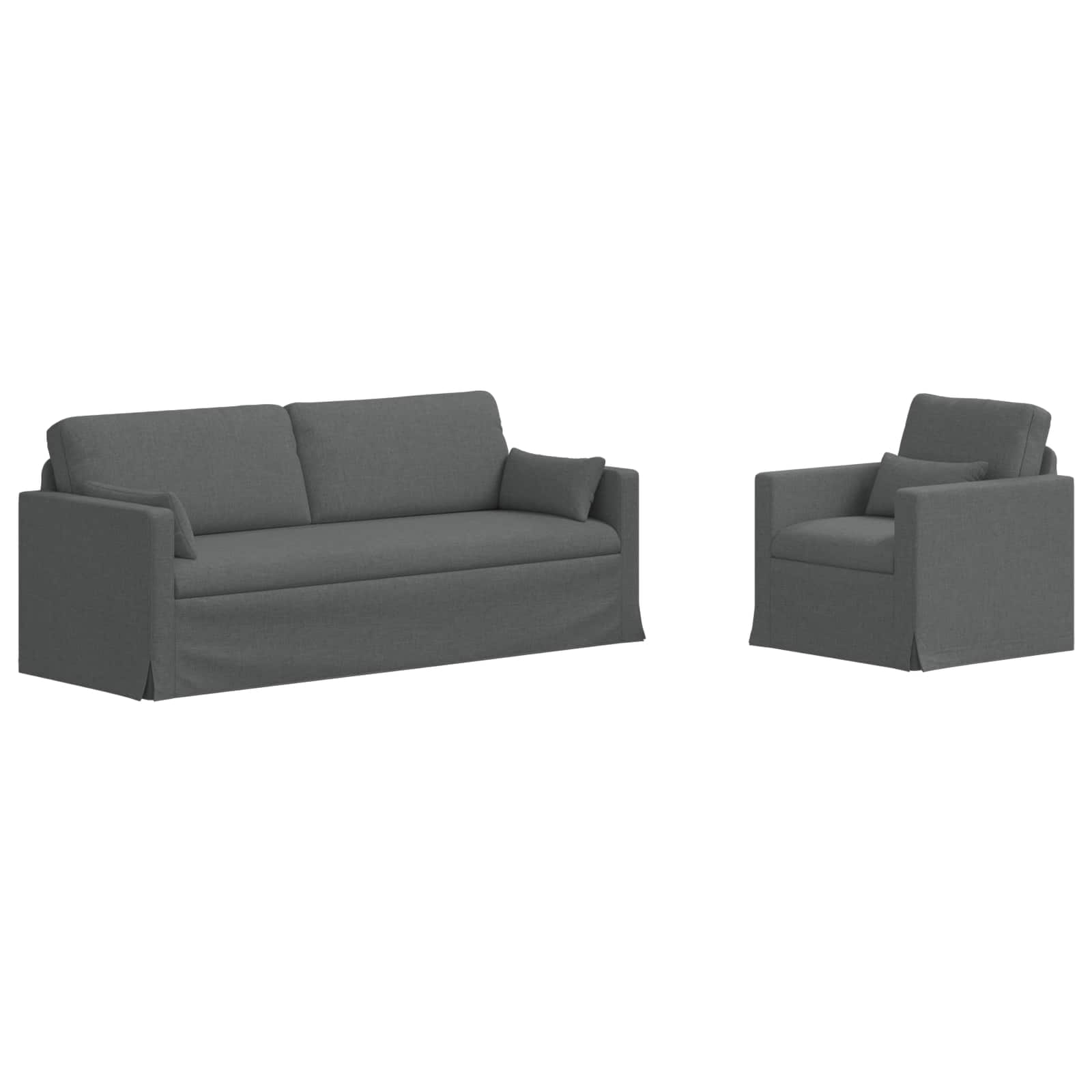 Sofa Set 2 stk. Dunkelgrau Stoff