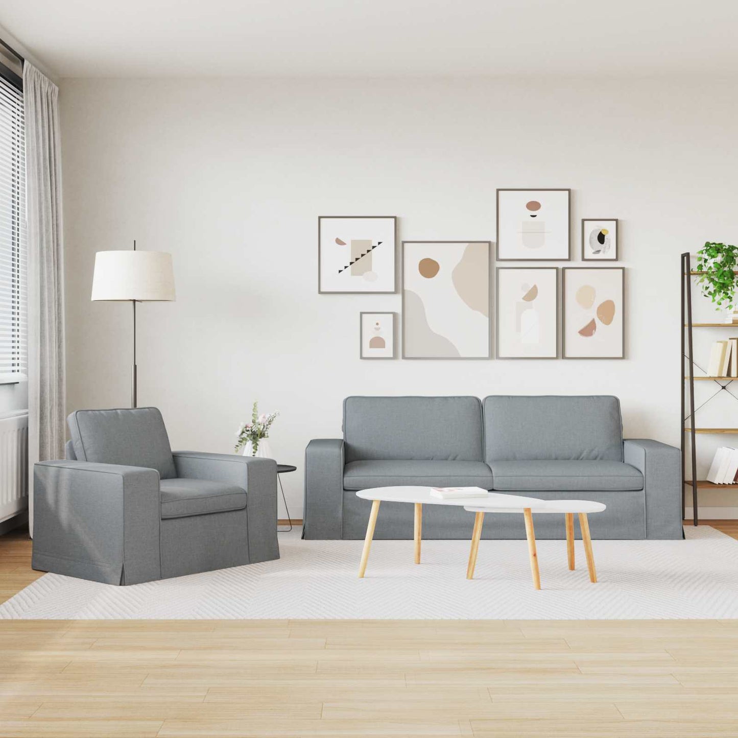 Sofa Set 2 stk. Hellgrau Stoff