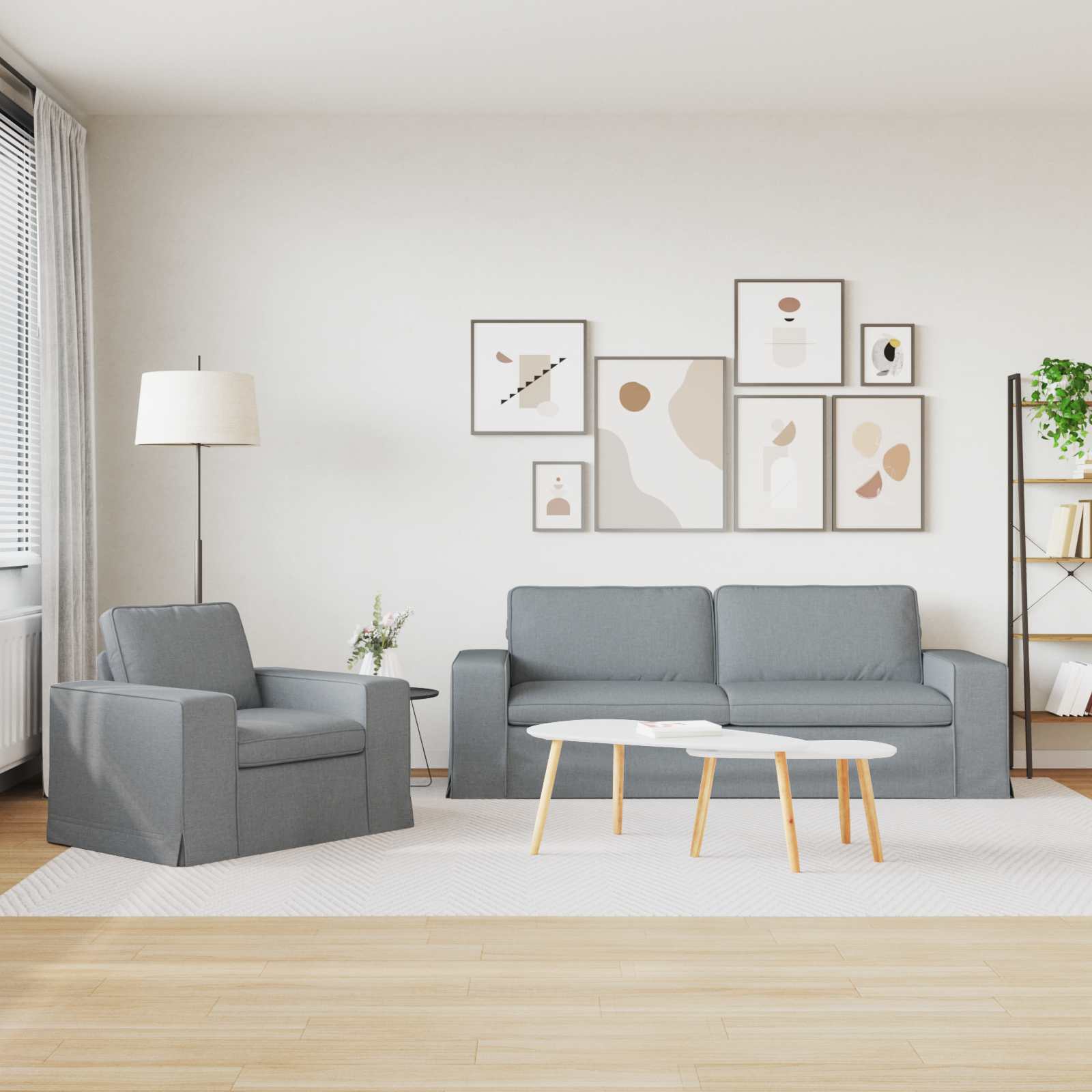 Sofa Set 2 stk. Hellgrau Stoff