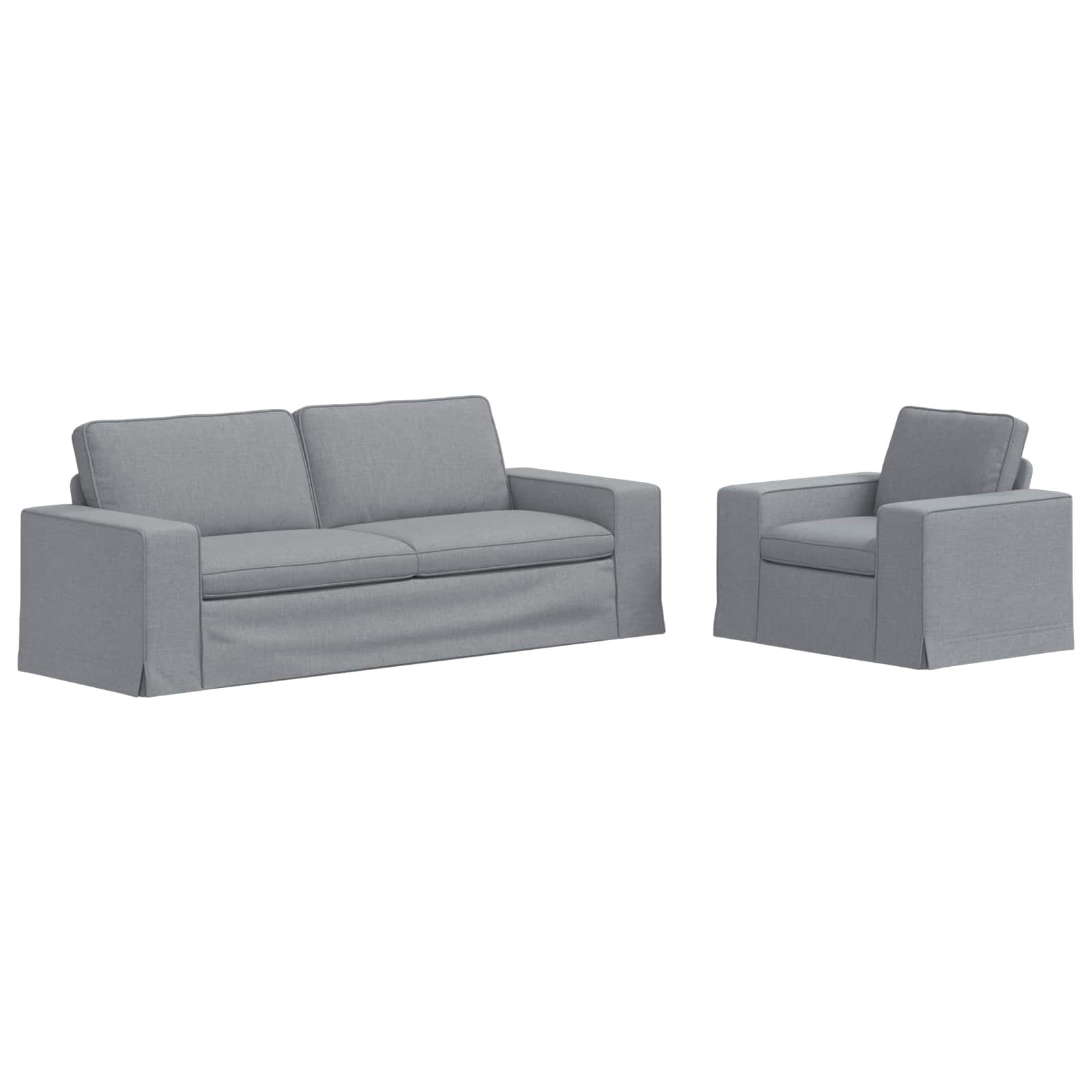 Sofa Set 2 stk. Hellgrau Stoff