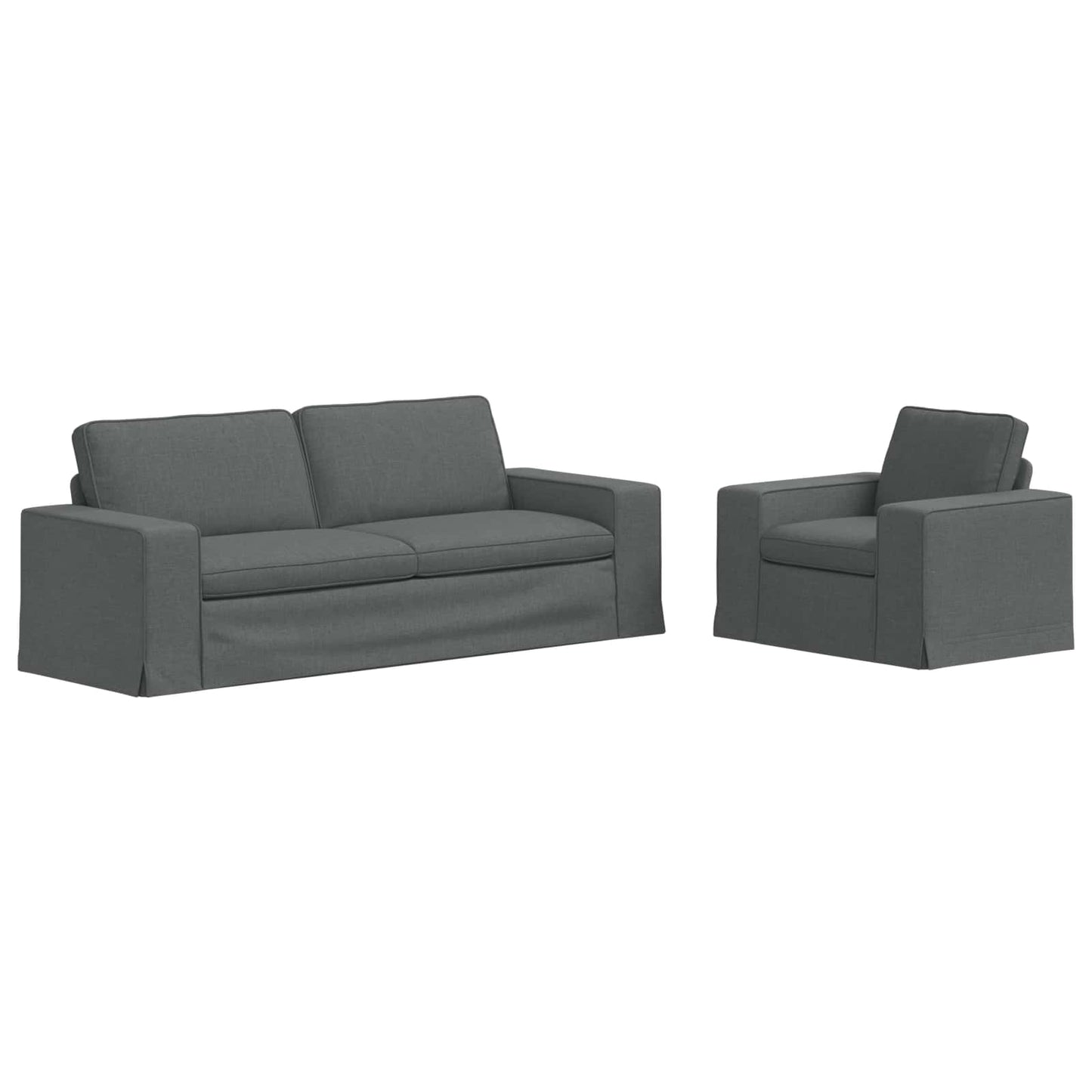 Sofa Set 2 stk. Dunkelgrau Stoff