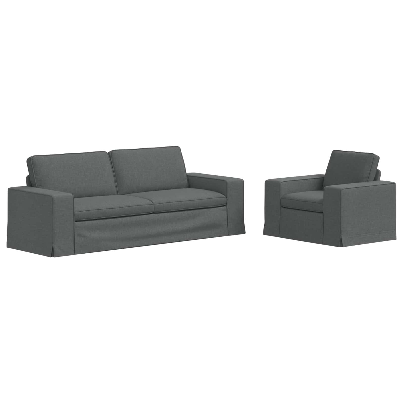 Sofa Set 2 stk. Dunkelgrau Stoff