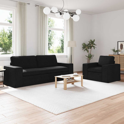 Sofa Set 2 stk. Schwarz Stoff