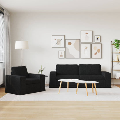 Sofa Set 2 stk. Schwarz Stoff