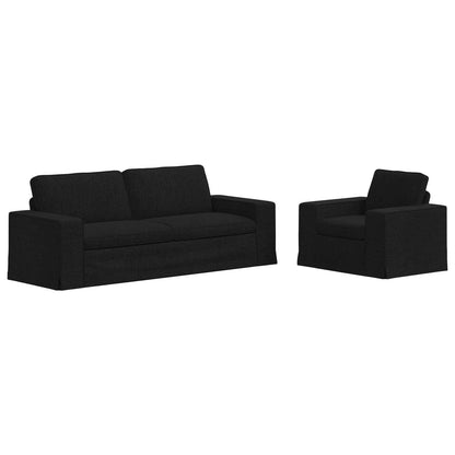 Sofa Set 2 stk. Schwarz Stoff