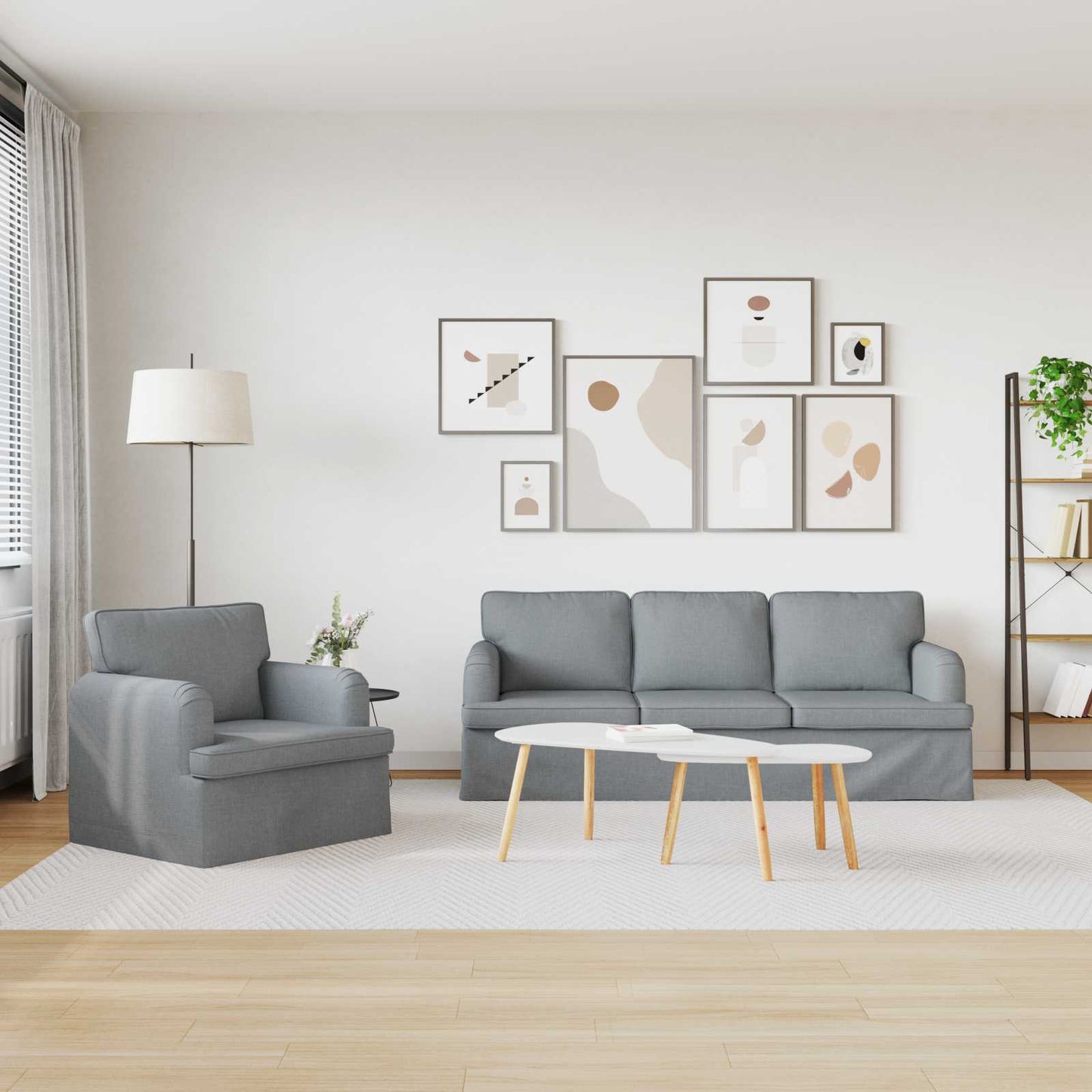 Sofa Set 2 stk. Hellgrau Stoff