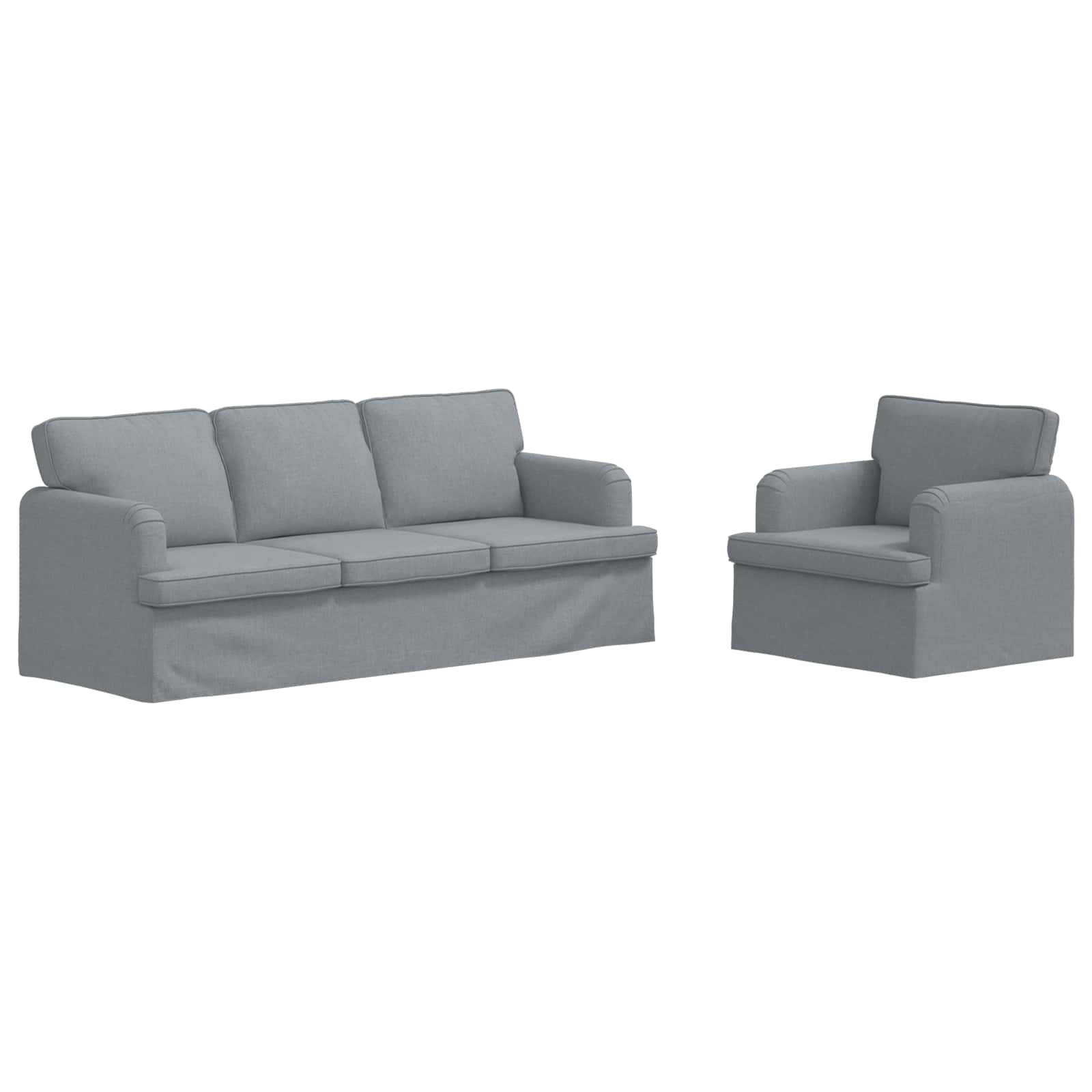 Sofa Set 2 stk. Hellgrau Stoff