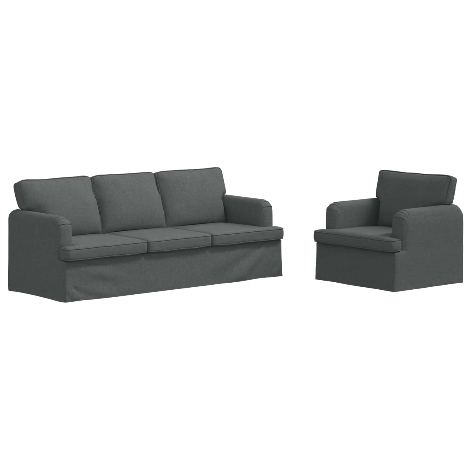 Sofa Set 2 pcs Dunkelgrau 201 x 80 x 85 cm Stoff