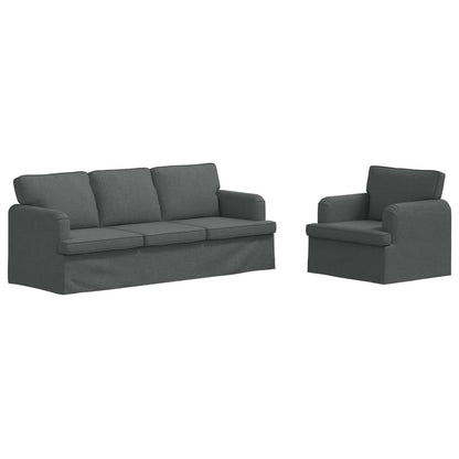 Sofa Set 2 stk. Dunkelgrau Stoff