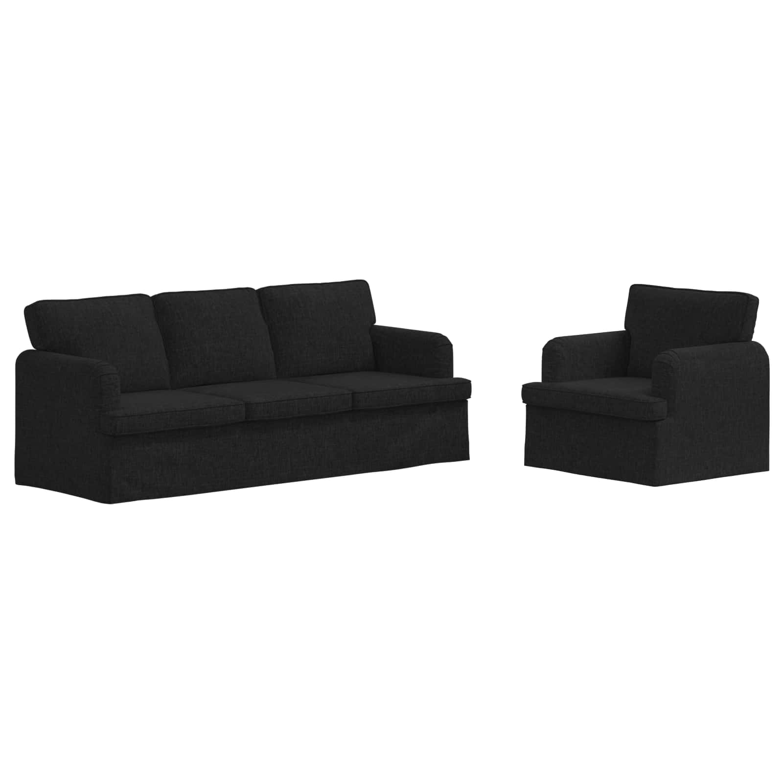 Sofa Set 2 stk. Schwarz Stoff