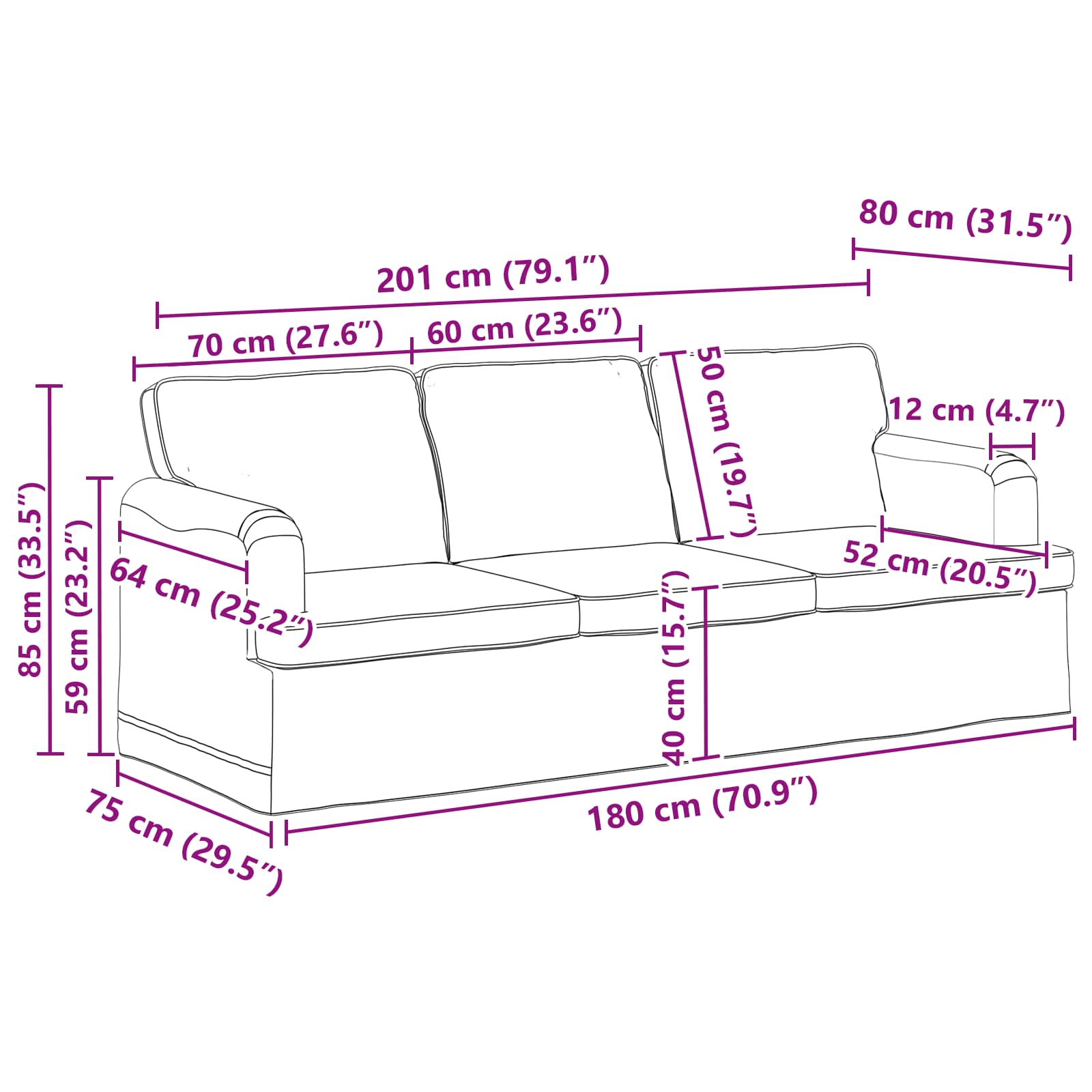 Sofa Set 2 stk. Schwarz Stoff