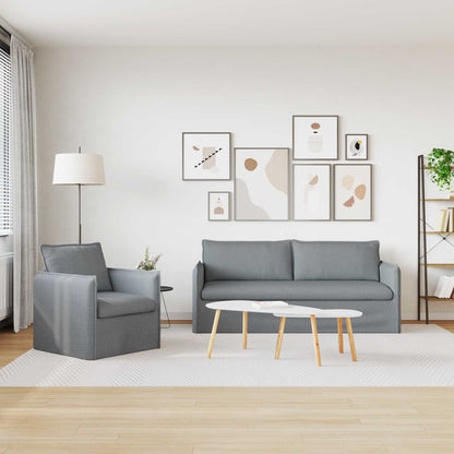 Sofa Set 2 stk. Hellgrau Stoff