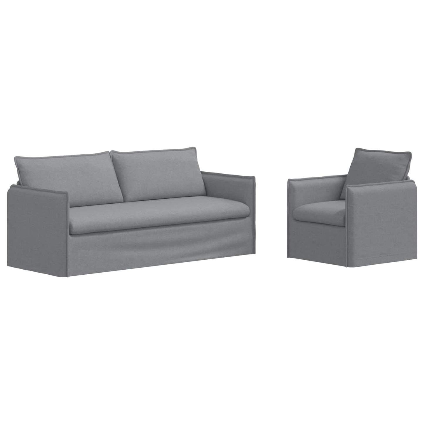 Sofa Set 2 stk. Hellgrau Stoff