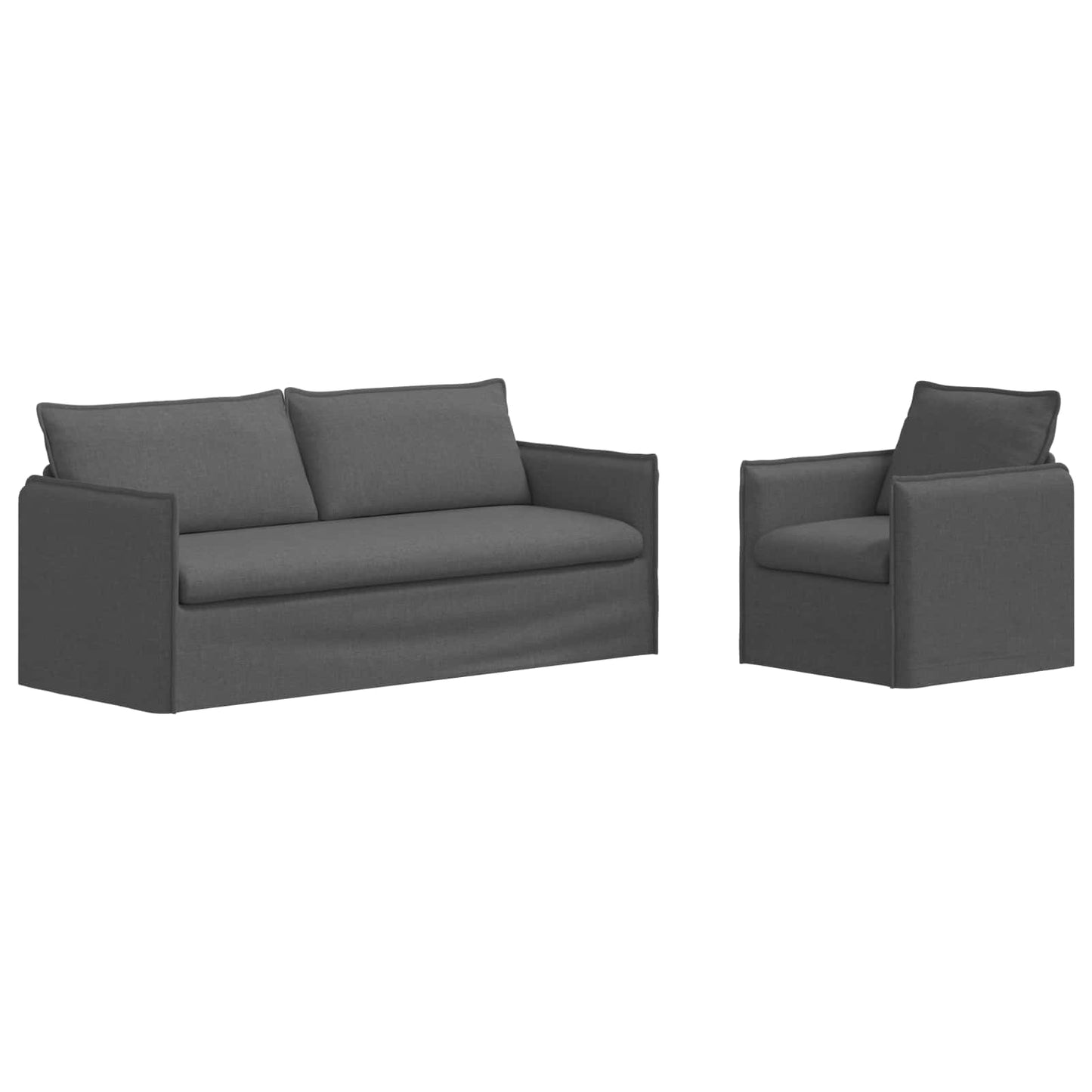 Sofa Set 2 stk. Dunkelgrau Stoff