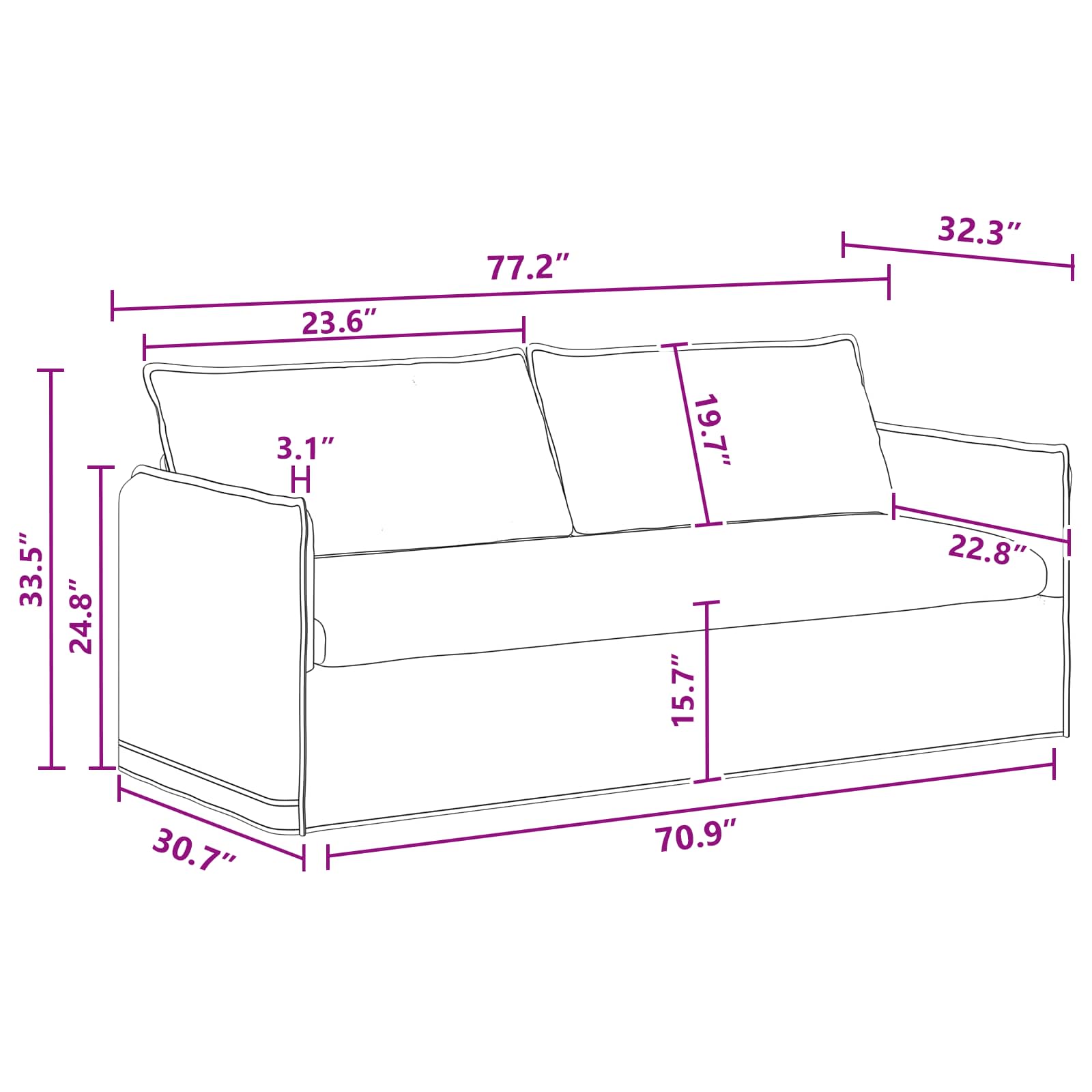 Sofa Set 2 stk. Dunkelgrau Stoff