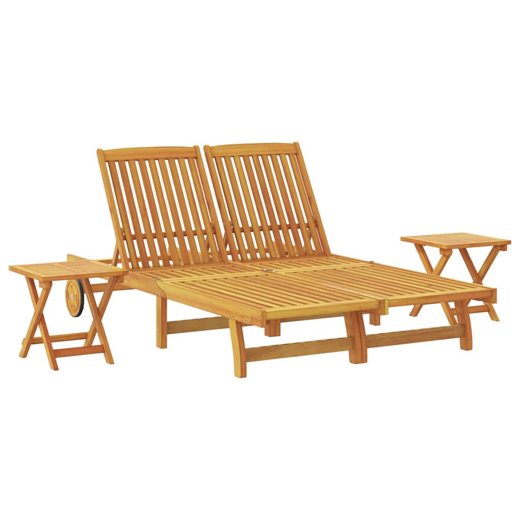 Sonnenliege Braun Massivholz Akazie