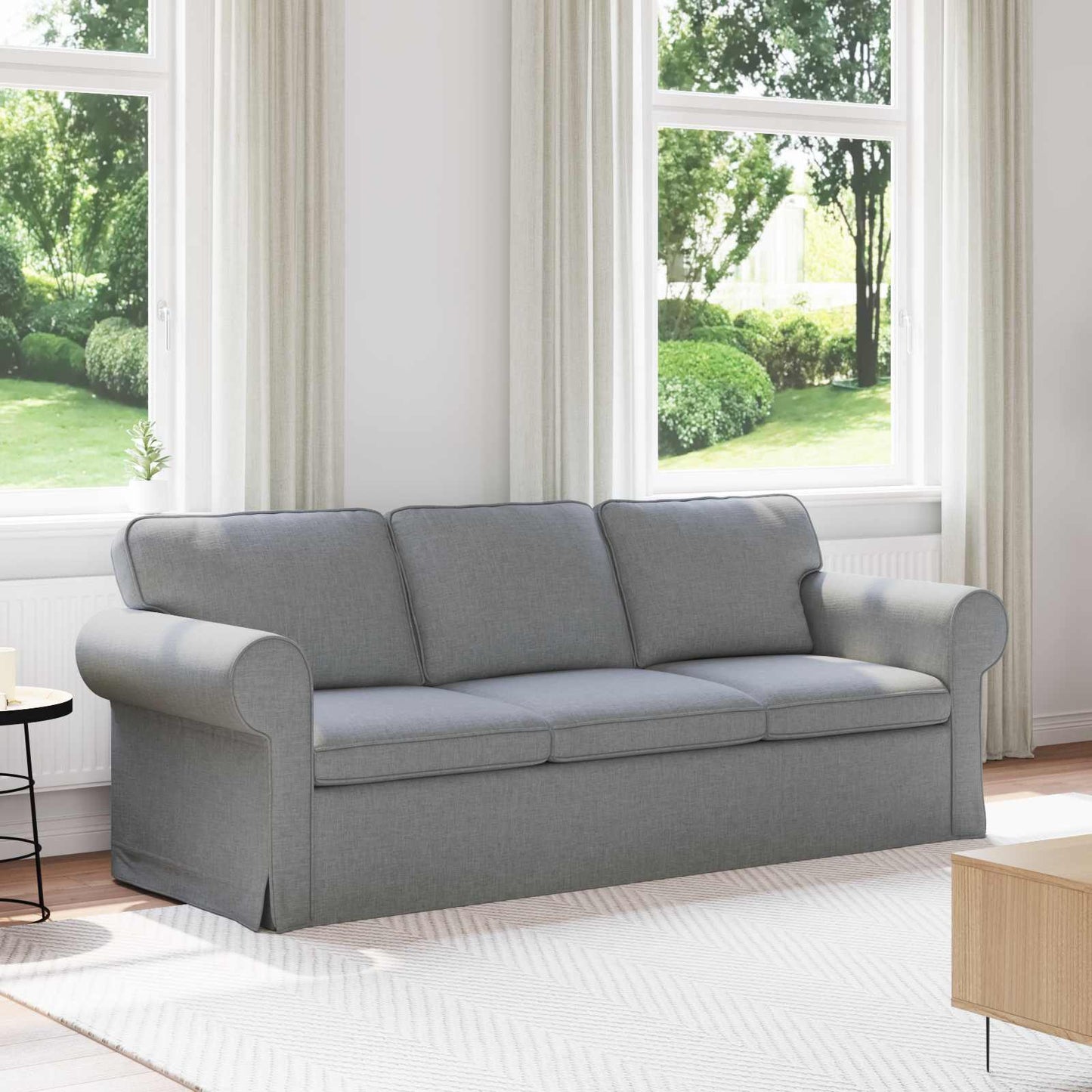 Sofa Hellgrau 215 x 82 x 80 cm Stoff
