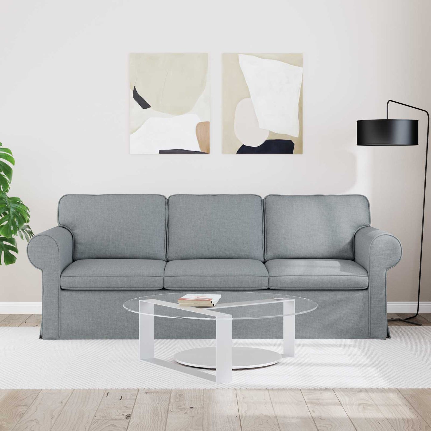 Sofa Hellgrau 215 x 82 x 80 cm Stoff