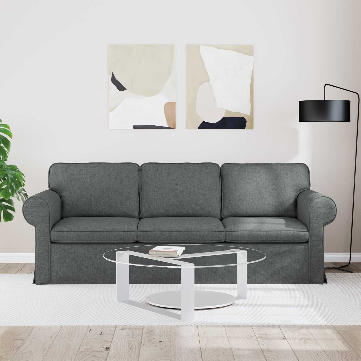 Sofa Dunkelgrau 215 x 82 x 80 cm Stoff