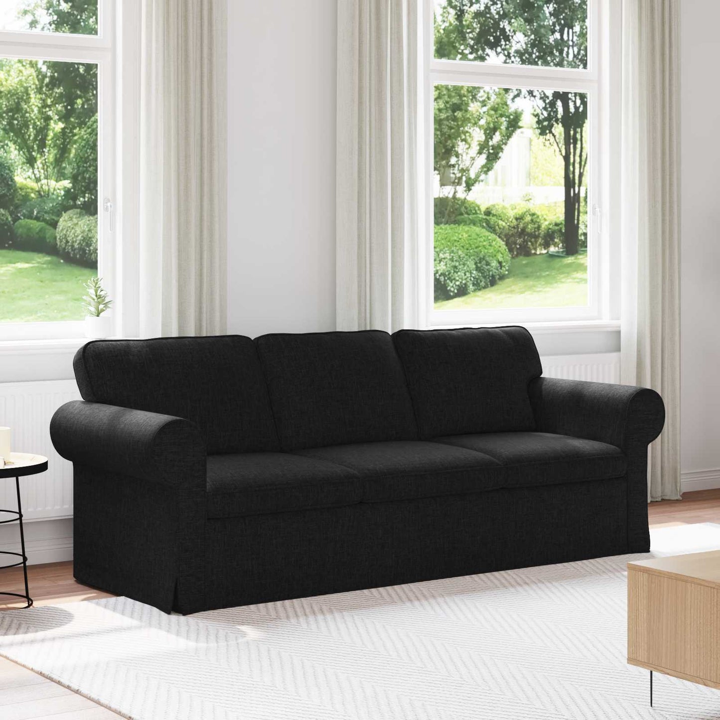 Sofa Schwarz 215 x 82 x 80 cm Stoff