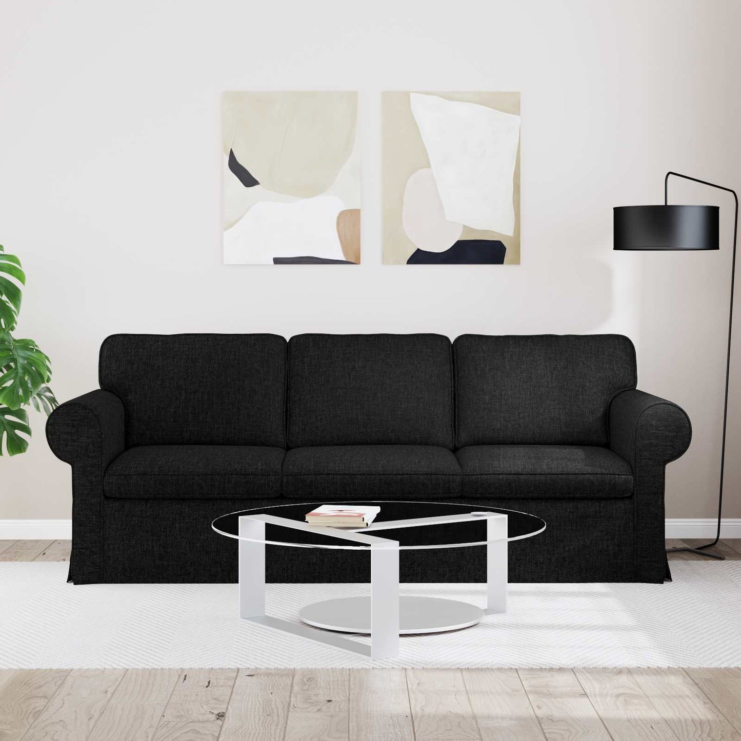 Sofa Schwarz 215 x 82 x 80 cm Stoff