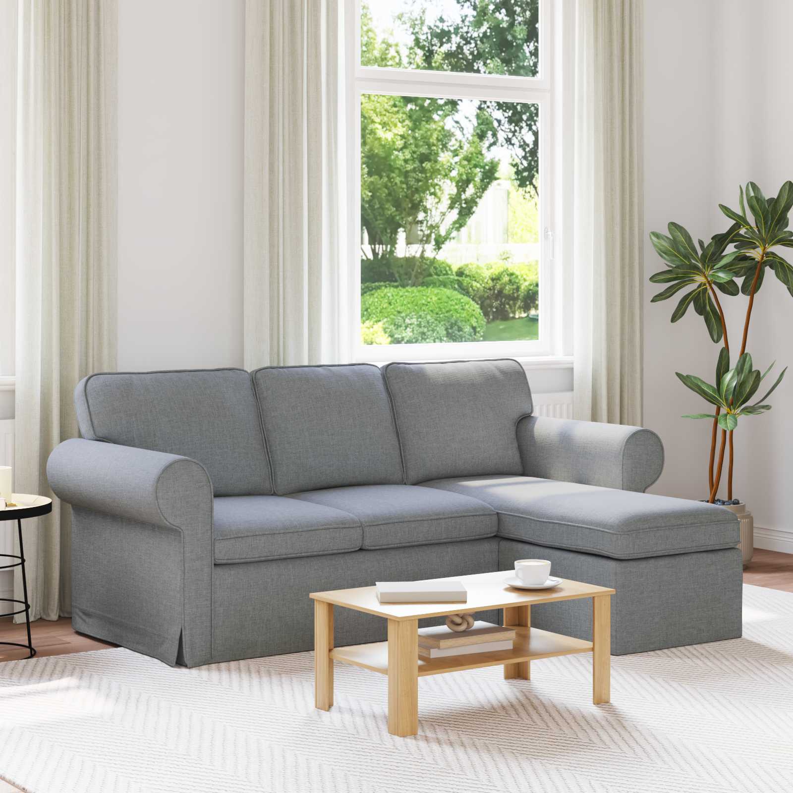 Sofa Hellgrau 195 x 138 x 80 cm Stoff