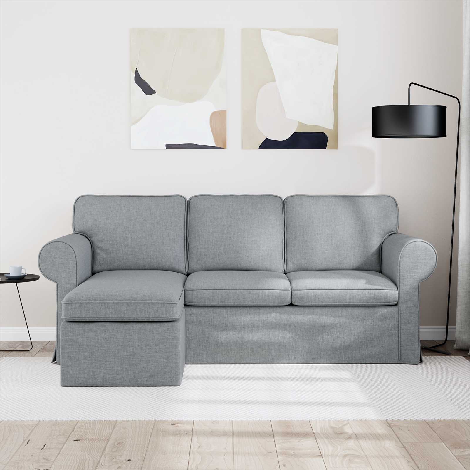 Sofa Hellgrau 195 x 138 x 80 cm Stoff