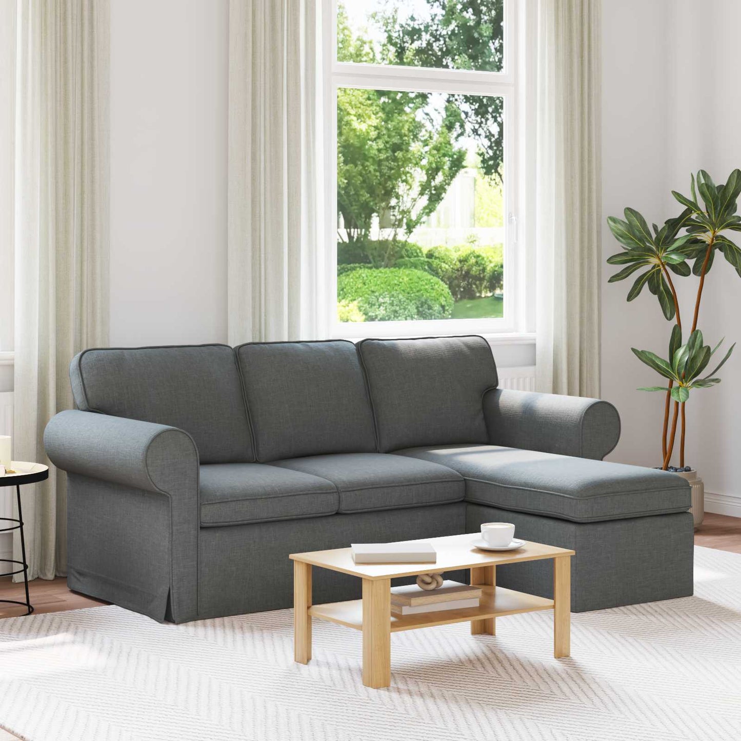 Sofa Dunkelgrau 195 x 138 x 80 cm Stoff
