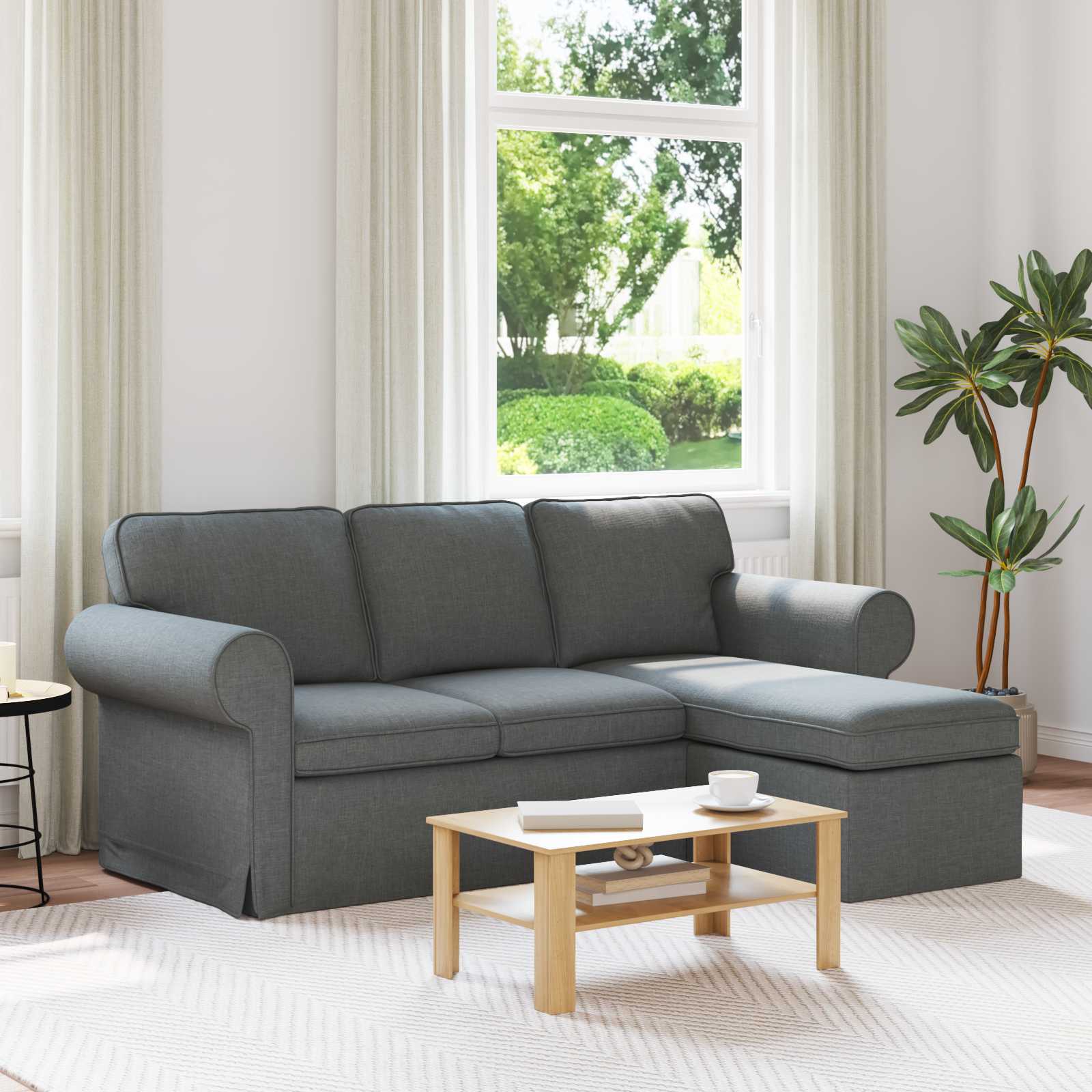 Sofa Dunkelgrau 195 x 138 x 80 cm Stoff