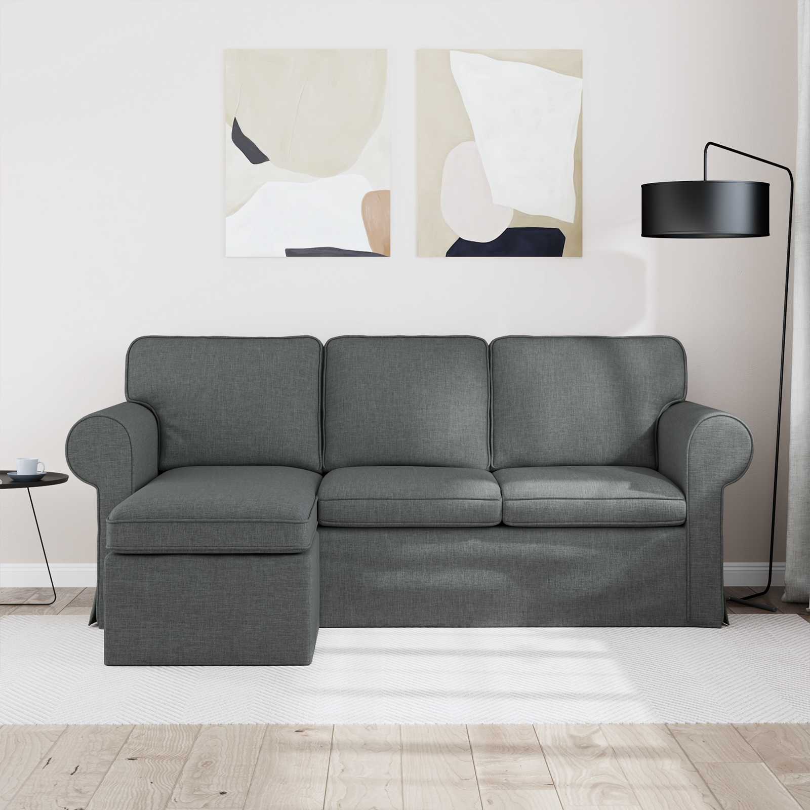 Sofa Dunkelgrau 195 x 138 x 80 cm Stoff