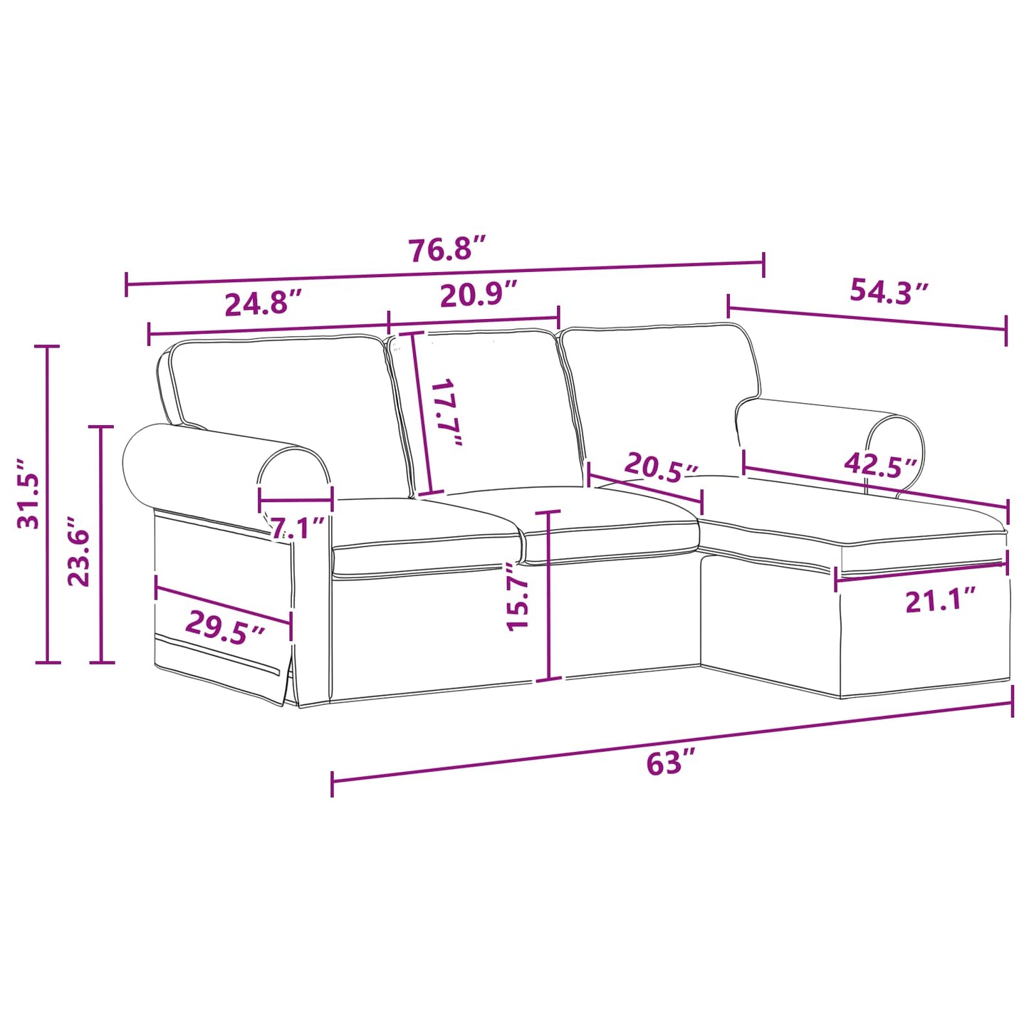 Sofa Dunkelgrau 195 x 138 x 80 cm Stoff