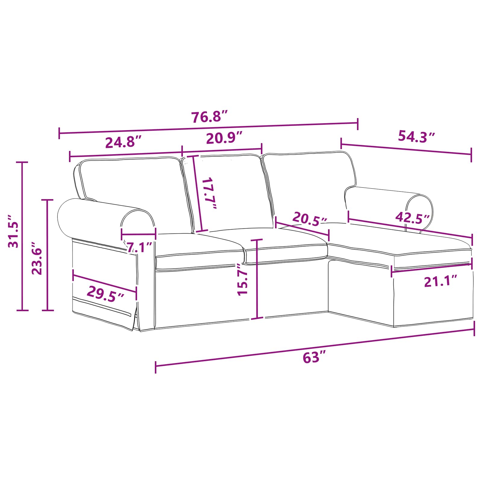 Sofa Dunkelgrau 195 x 138 x 80 cm Stoff