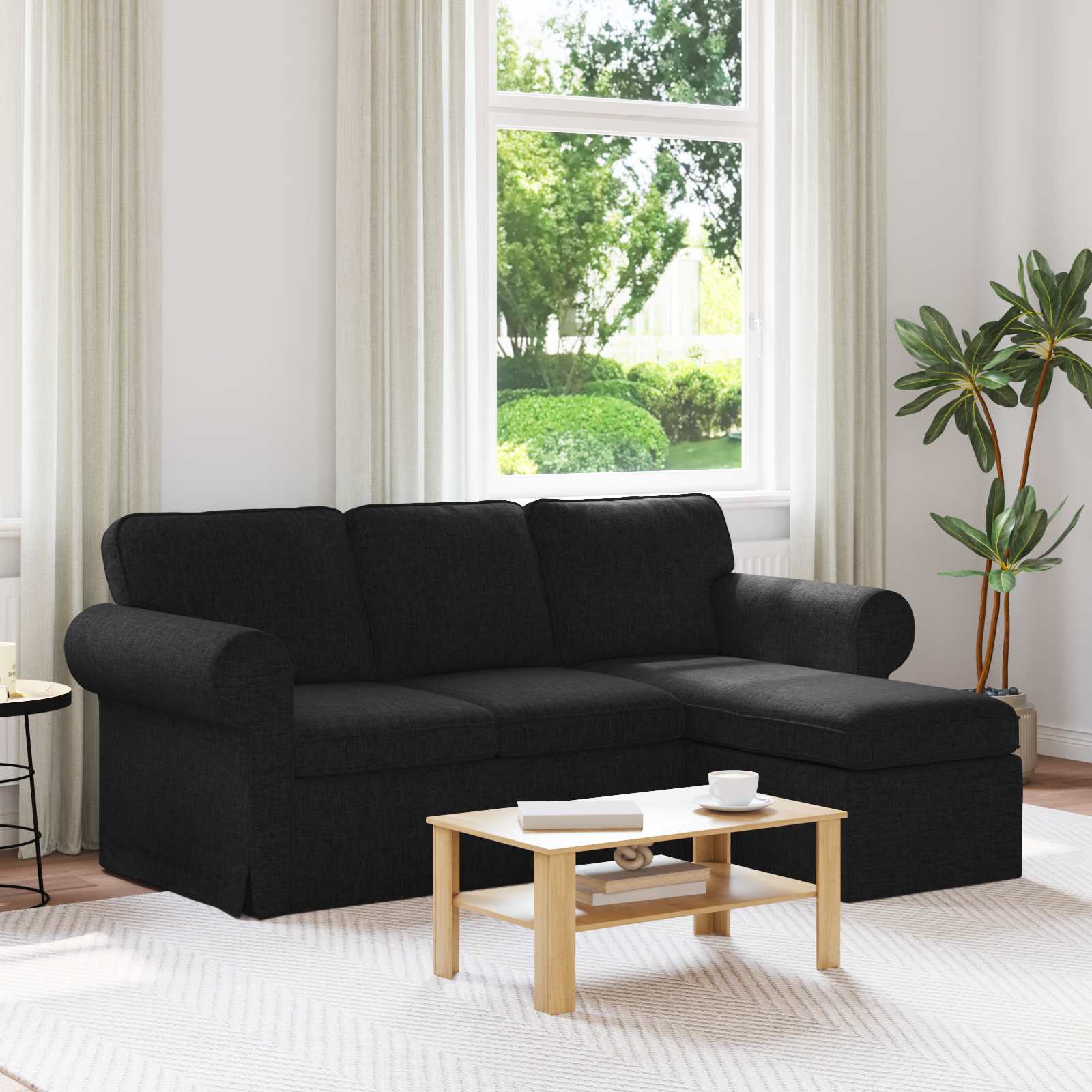 Sofa Schwarz 195 x 138 x 80 cm Stoff