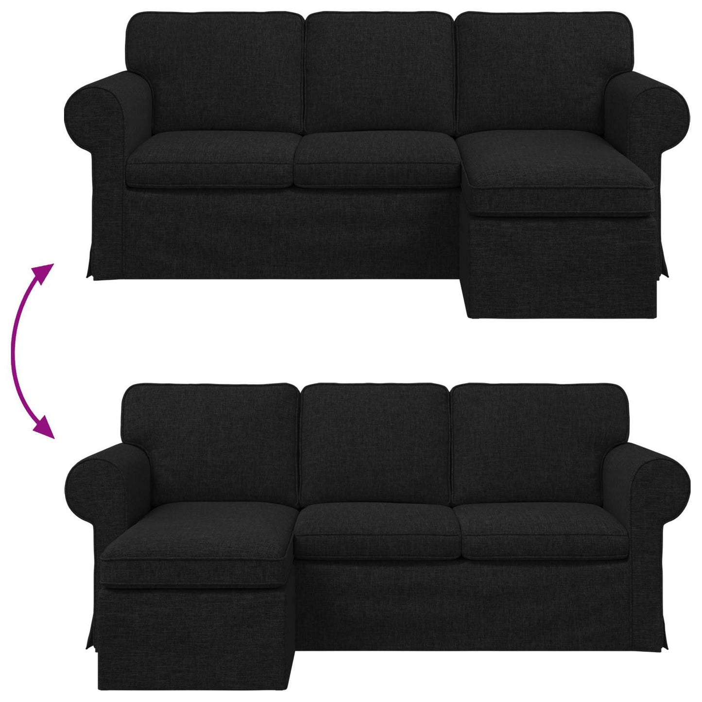 Sofa Schwarz 195 x 138 x 80 cm Stoff