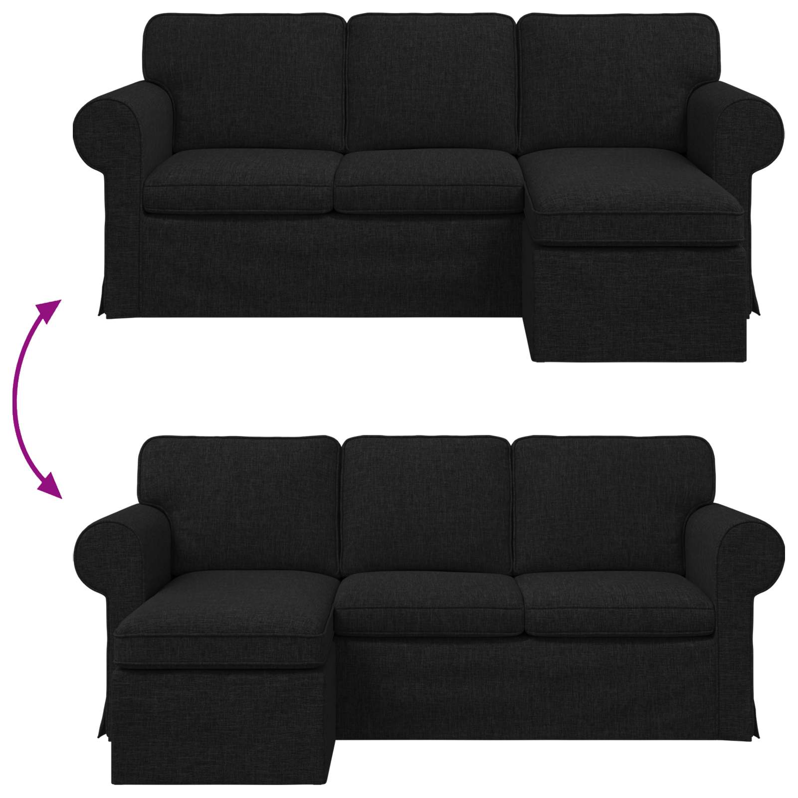 Sofa Schwarz 195 x 138 x 80 cm Stoff