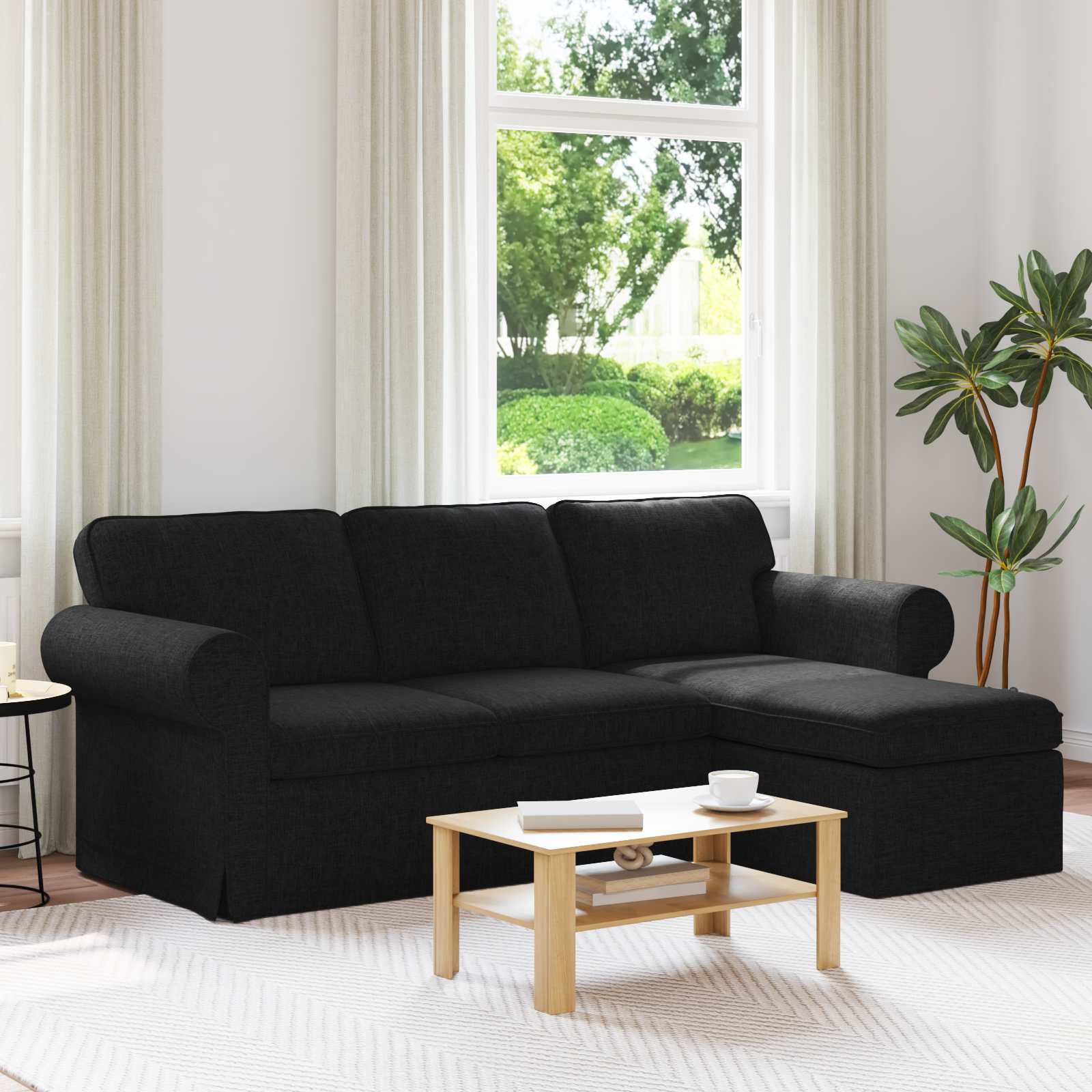 Sofa Schwarz 215 x 138 x 80 cm Stoff