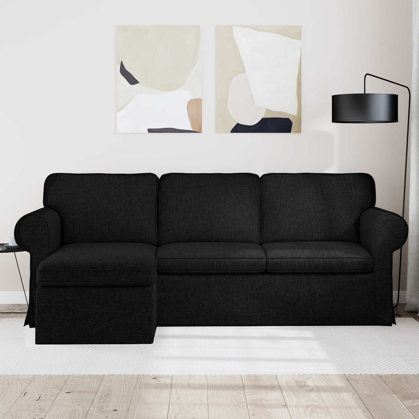 Sofa Schwarz 215 x 138 x 80 cm Stoff