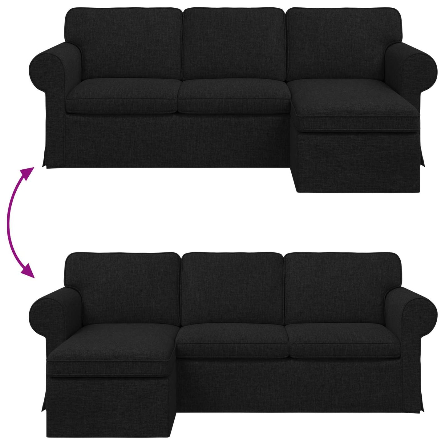 Sofa Schwarz 215 x 138 x 80 cm Stoff