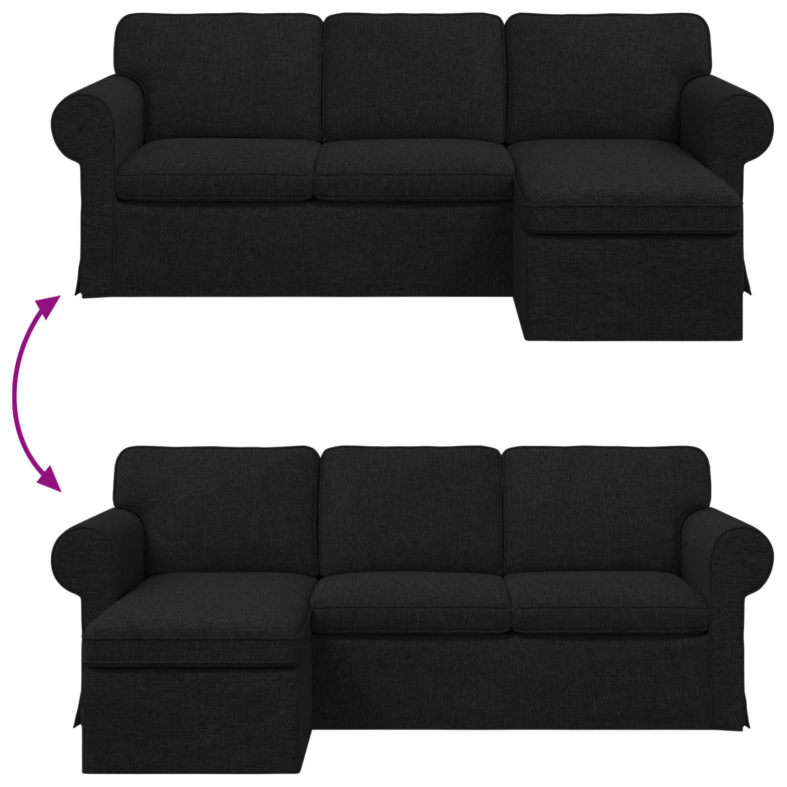 Sofa Schwarz 215 x 138 x 80 cm Stoff