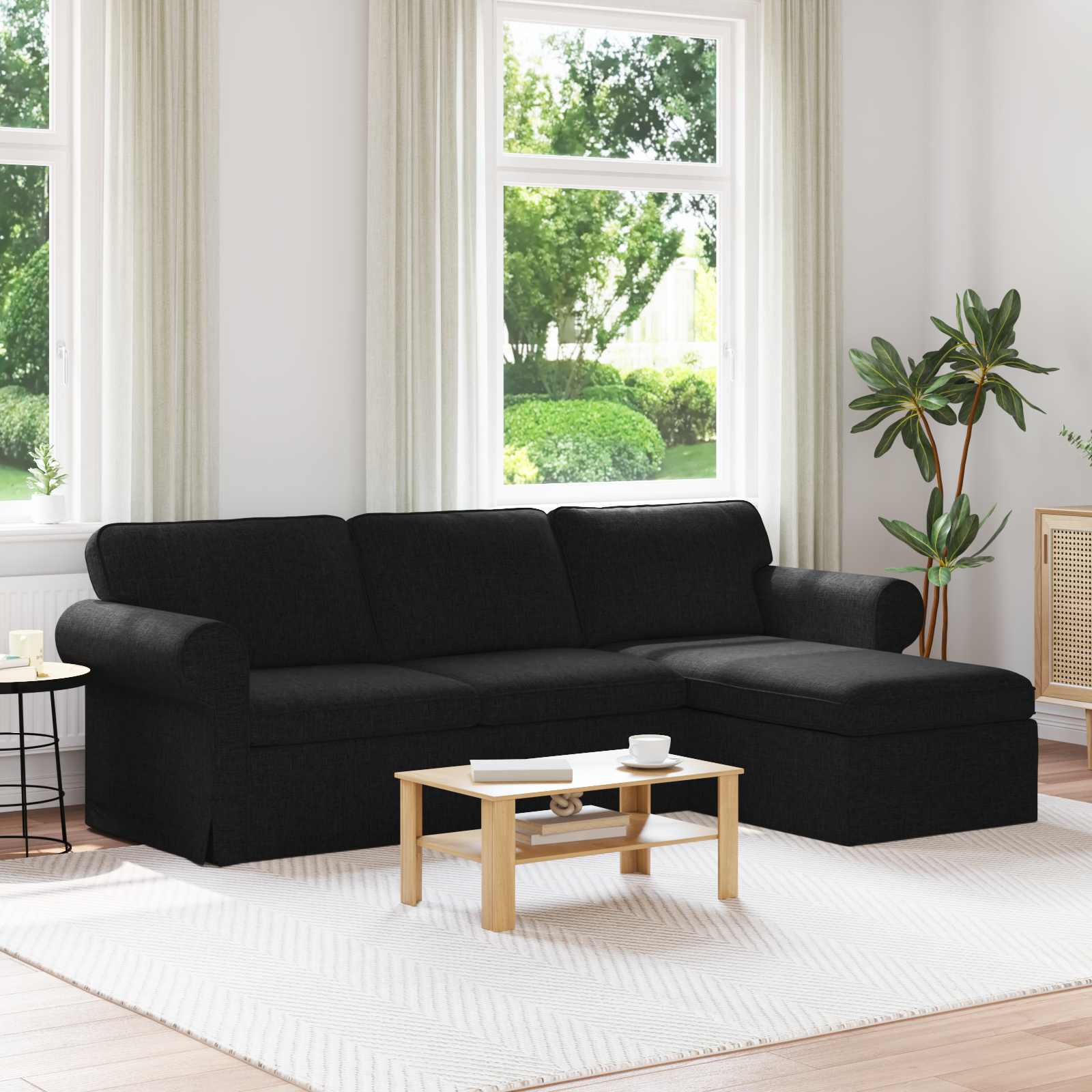 Sofa Schwarz 245 x 138 x 80 cm Stoff