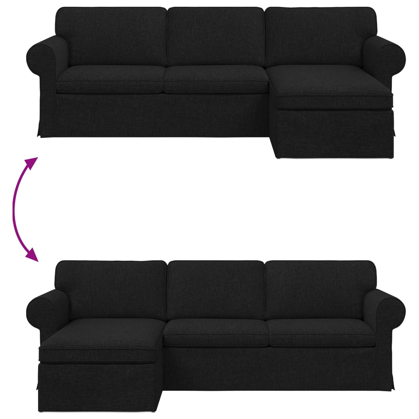 Sofa Schwarz 245 x 138 x 80 cm Stoff