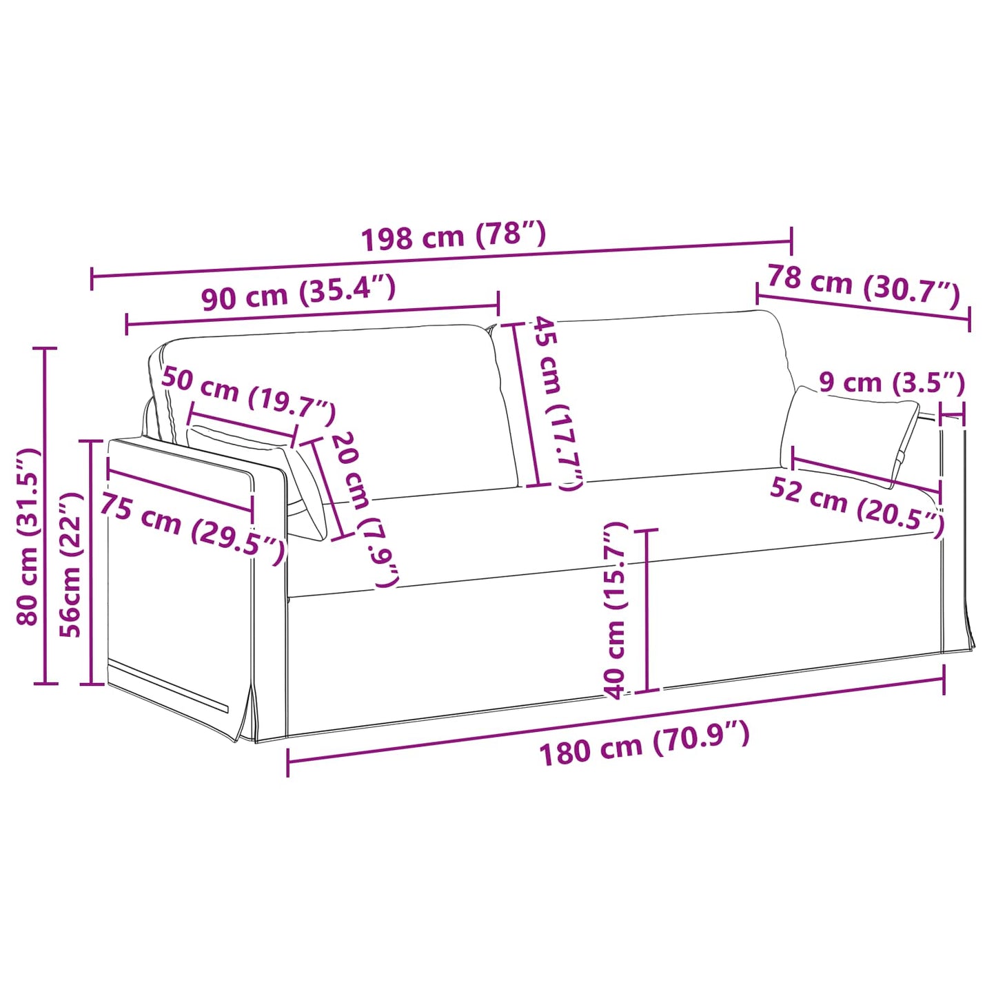 Sofa Dunkelgrau 158 x 78 x 80 cm Stoff