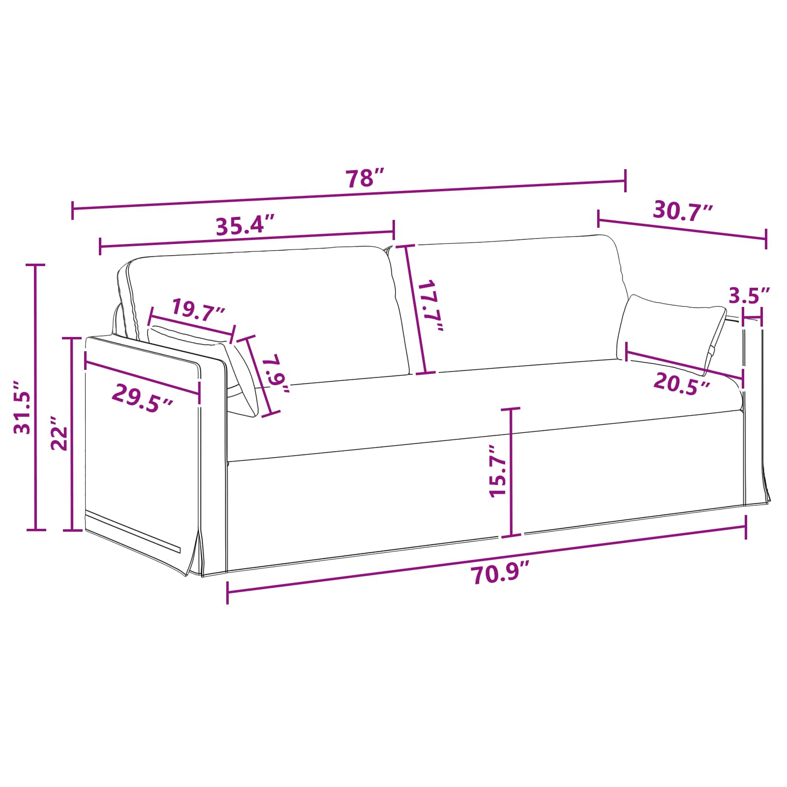 Sofa Dunkelgrau 158 x 78 x 80 cm Stoff