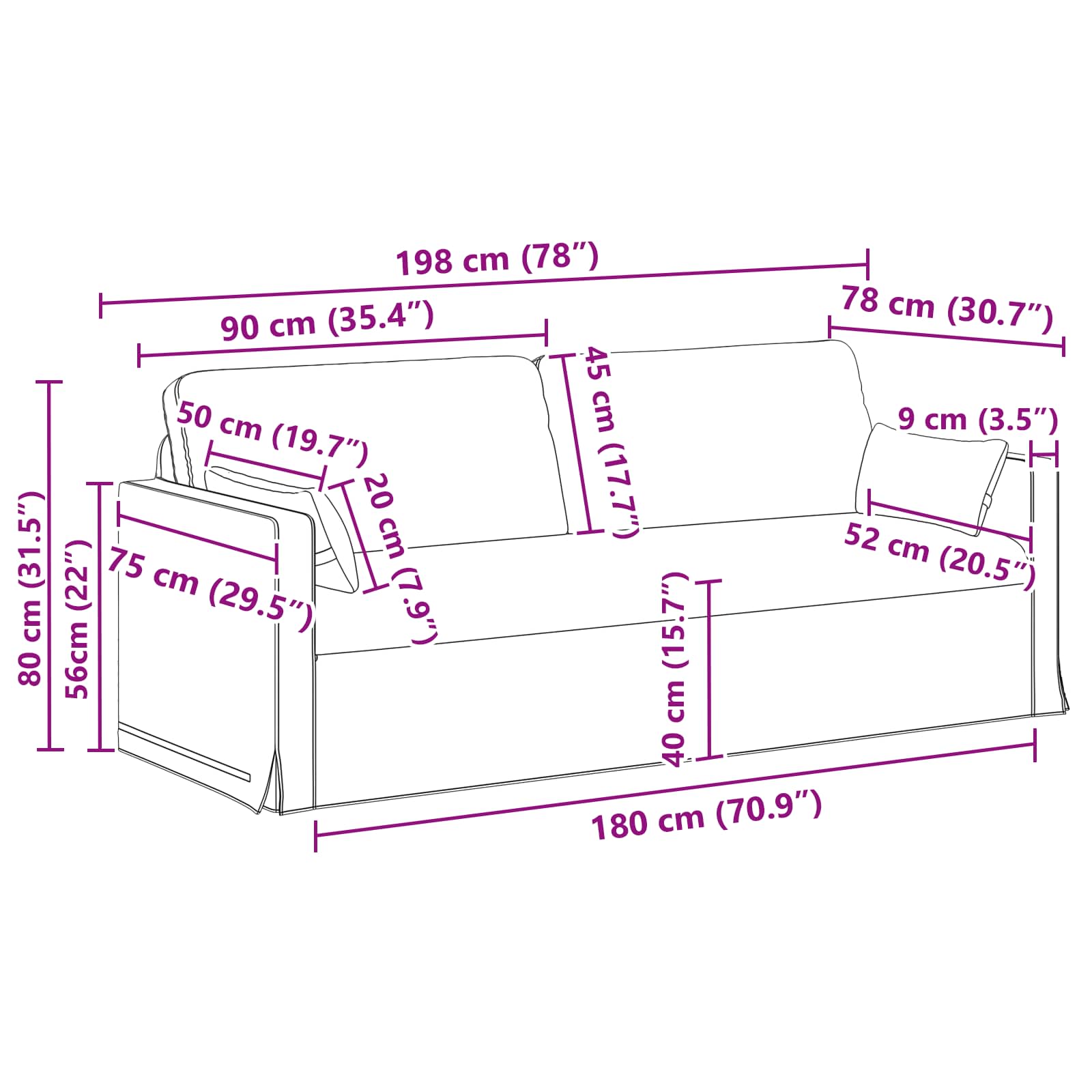Sofa Hellgrau 78 x 78 x 80 cm Stoff