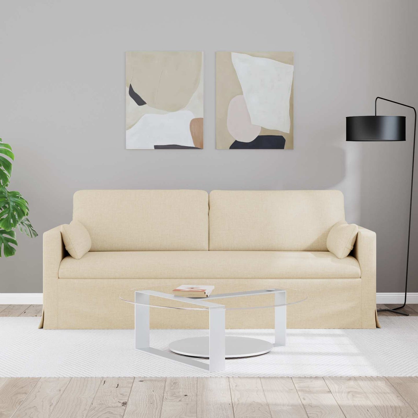 Sofa Creme 198 x 78 x 80 cm Stoff