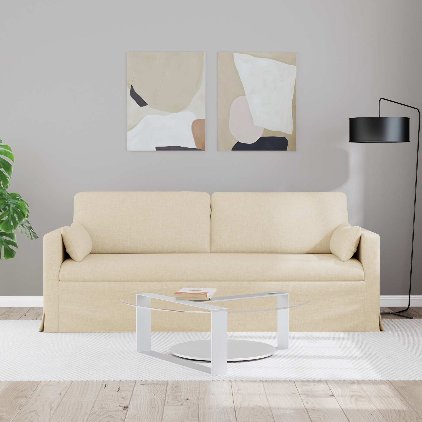 Sofa Creme 198 x 78 x 80 cm Stoff