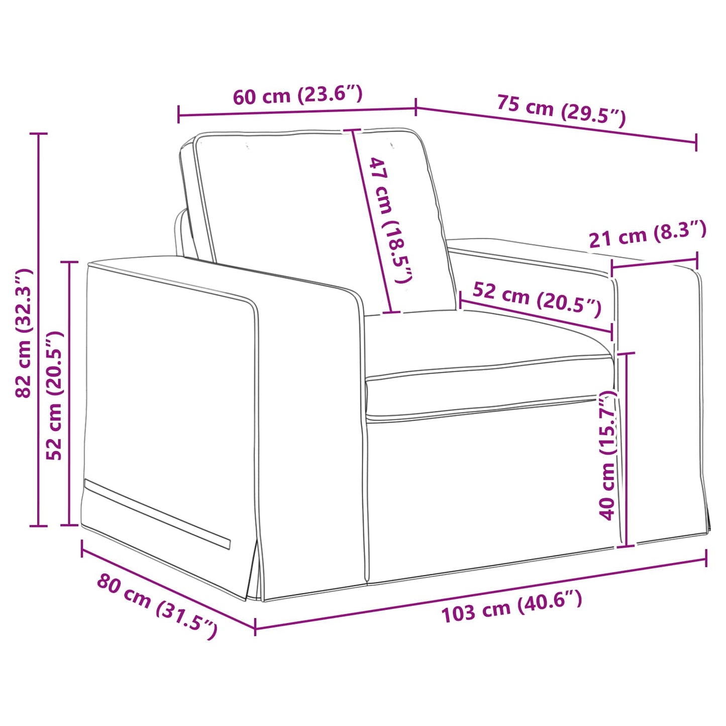 Sofa Hellgrau 103 x 80 x 82 cm Stoff