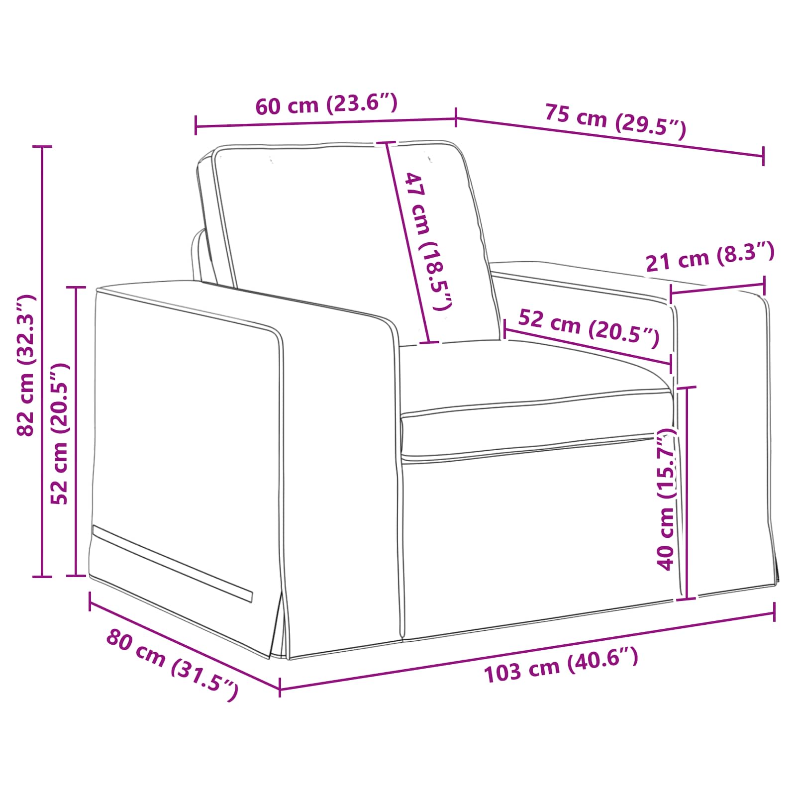 Sofa Hellgrau 103 x 80 x 82 cm Stoff